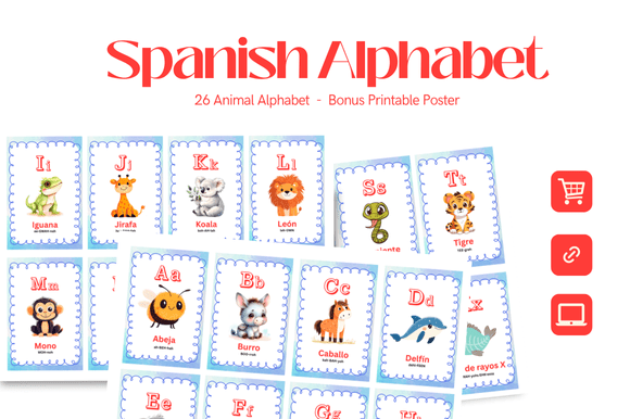 Download Spanish Animal Alphabet Flashcards - Premium Bundle