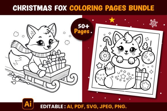 Download Christmas Fox Winter Kdp Coloring Pages - Premium Bundle