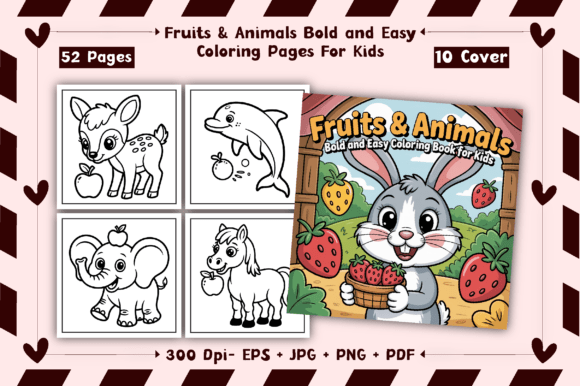 Download Fruits &amp; Animals Coloring Book Bold Easy - Premium Resources